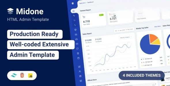 Midone v4.0.7 - HTML 管理仪表板模板