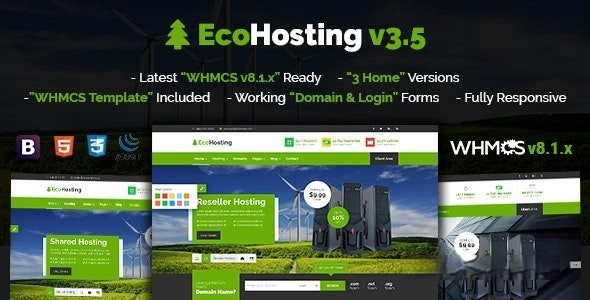 EcoHosting v3.5 - 响应式托管和 WHMCS WordPress 主题