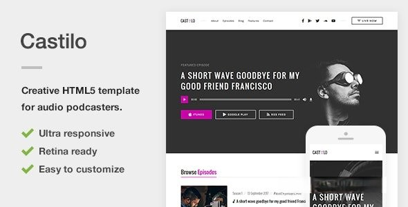 Castilo - 音频播客 HTML 网站模板