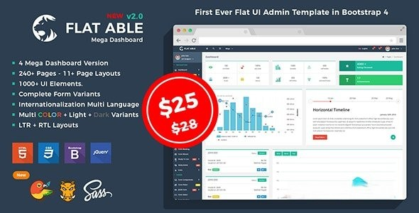 Flat Able v2。 2 - Bootstrap 4 Flat UI 管理模板