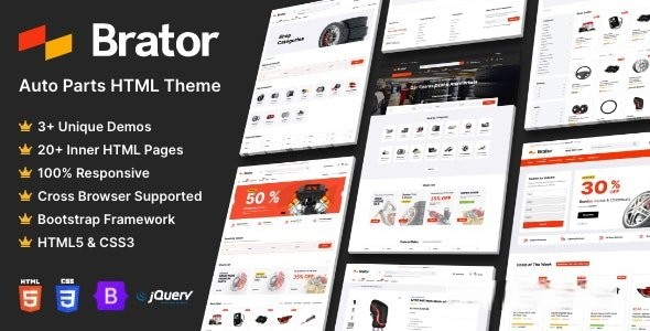 Brator v1.0 - 汽车零件 HTML 模板