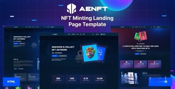 Aenft v1.0 -非ft铸造或集合登陆页面HTML模板