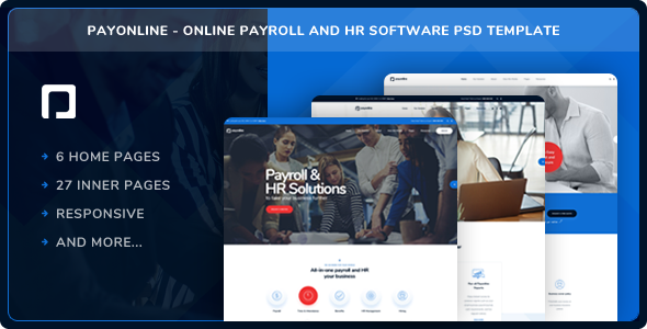 Payonline - 在线薪资和人力资源软件 PSD 模板