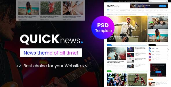 Quicknews - 博客、杂志和新闻 PSD 模板