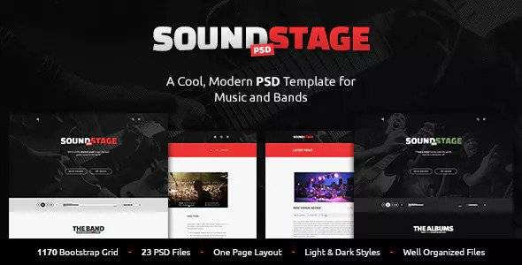 SoundStage - 摇滚 PSD 音乐模板