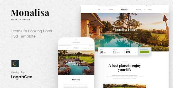 Monalisa - 高级预订酒店 PSD 模板