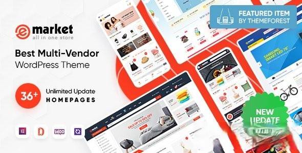 eMarket v6.3.0 - 多合一多供应商 MarketPlace Elementor WordPress 主题