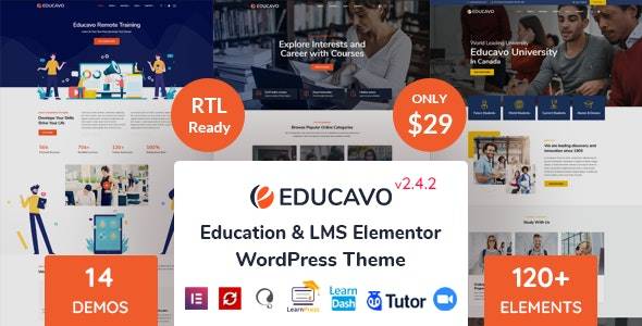 Educavo v2.9.7 - 在线课程和教育 WordPress 主题