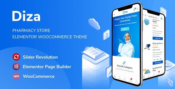 Diza v1.2.3 - 药店 Elementor WooCommerce 主题